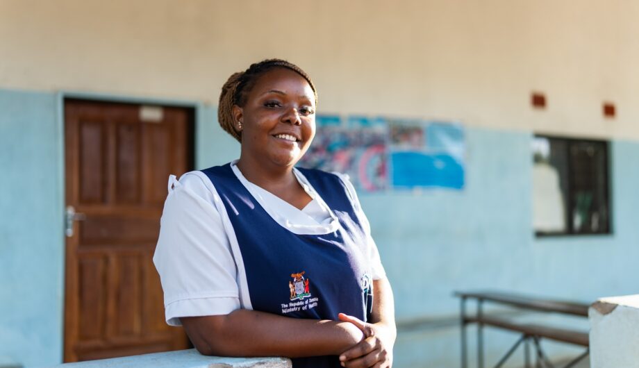 Cleopatra Maambo, a nurse at Ndubulula Health Post, poses for a picture at the facility in Kantyatya Village.
